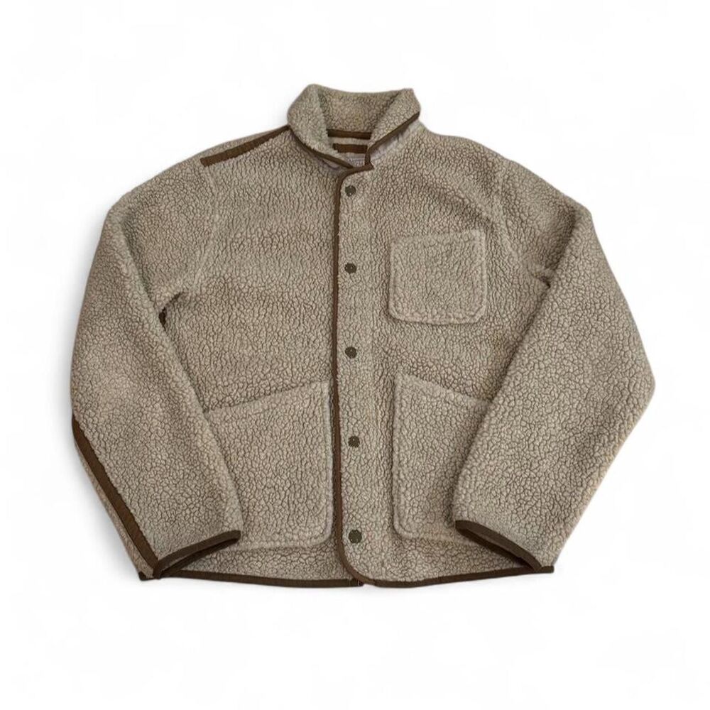 Wallace & Barnes sherpa fleece jacket in a taupe-brown shade size M.